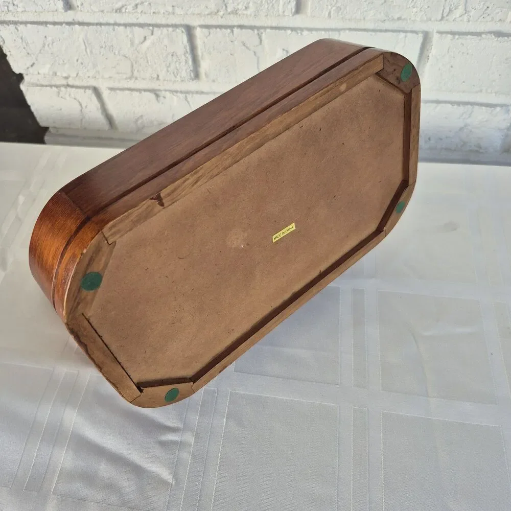 Vntg 90s Flower Inlay Glass  Jewelry Box